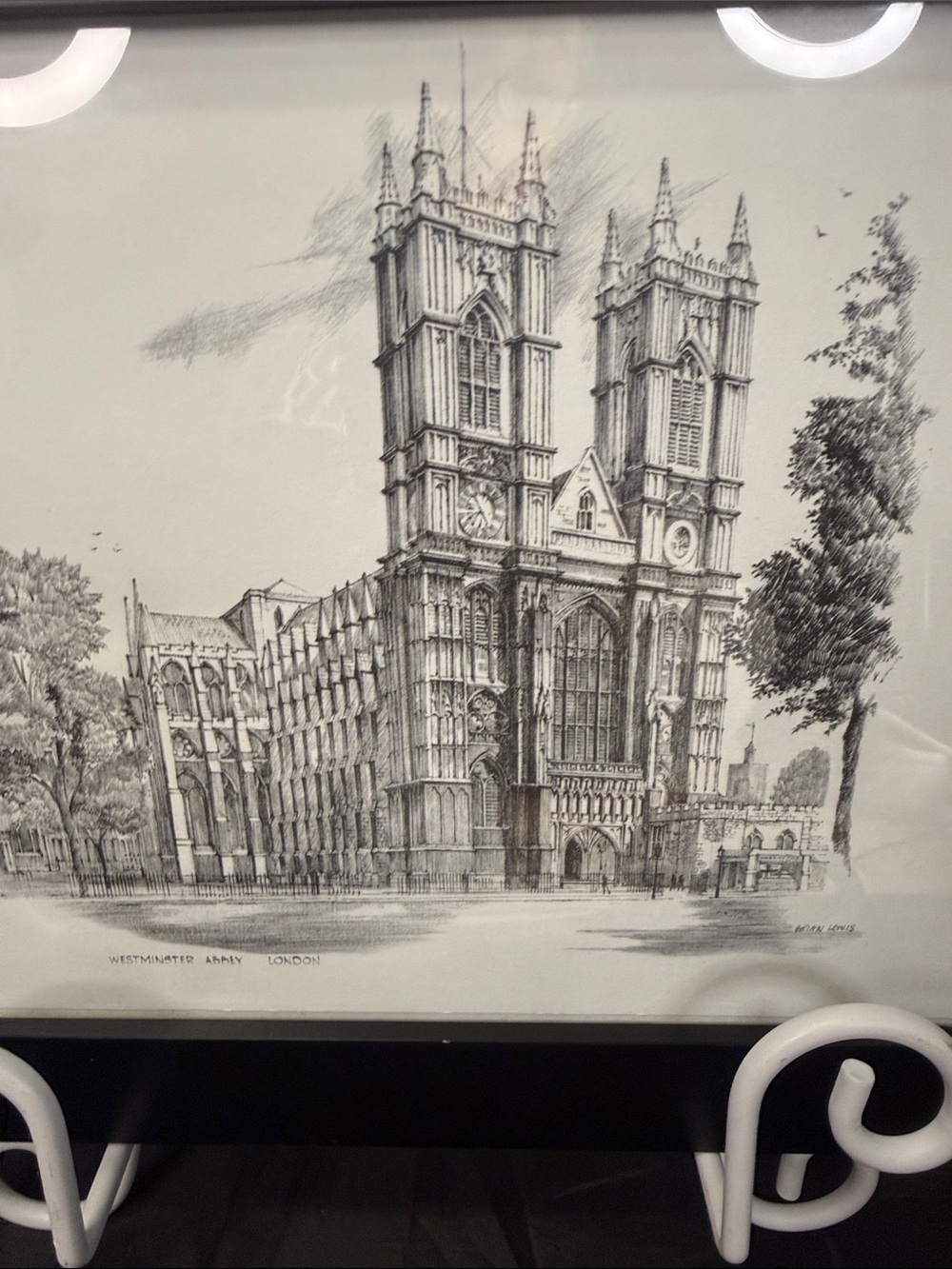 Westminster Abbey Architectural Pencil Art Print - Black signed